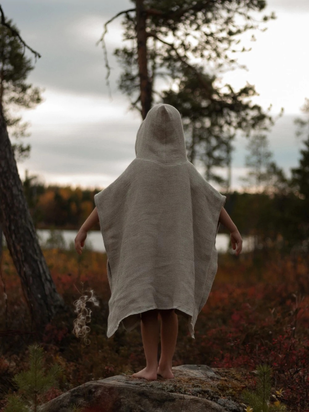 HEMPEA  Kids waffle bath poncho 70x70 cm