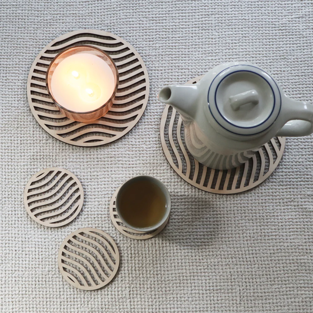 PAPURINO Holz Untersetzer "Uoma" 4er Set