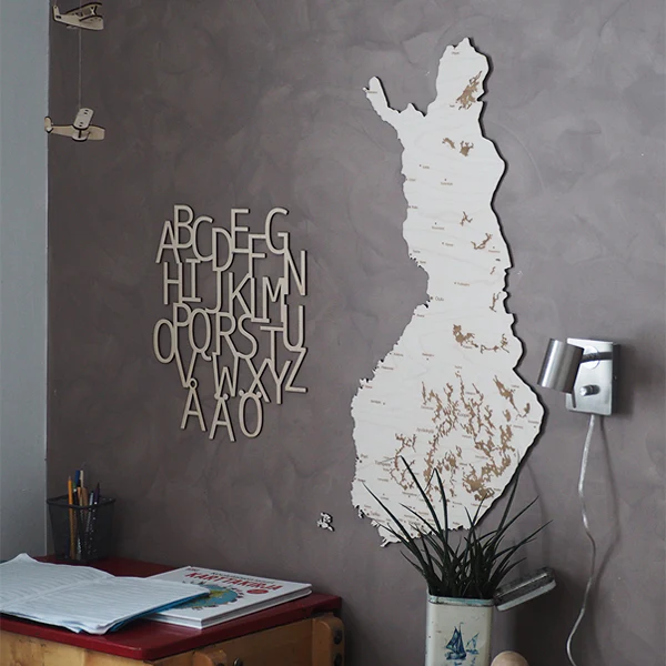 PAPURINO Holz Landeskarte von Finnland