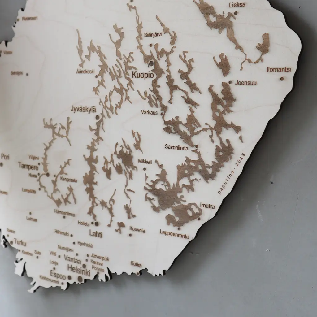PAPURINO Holz Landeskarte von Finnland