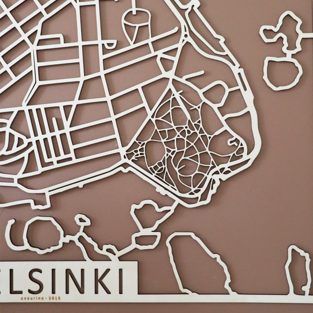 PAPURINO Carte en bois d'Helsinki Finlande 29 x 40 cm