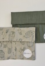 Sac en lin vert sauge-blanc