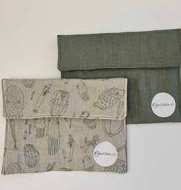 Leinen-Bag salbeigrün/weiss - Upcycling Material!