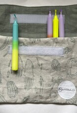 Linen bag sage green/white - Upcycling material!