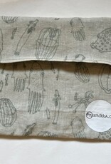 Leinen-Bag salbeigrün/weiss - Upcycling Material!