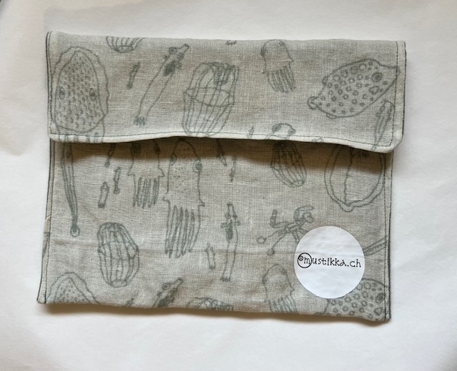 Leinen-Bag salbeigrün/weiss - Upcycling Material!