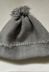 KNITWORKS Baby Beanie-Mütze grau-gestreift aus feiner Merinowolle