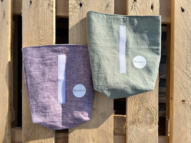 Linen lunch bag sage green - upcycled!