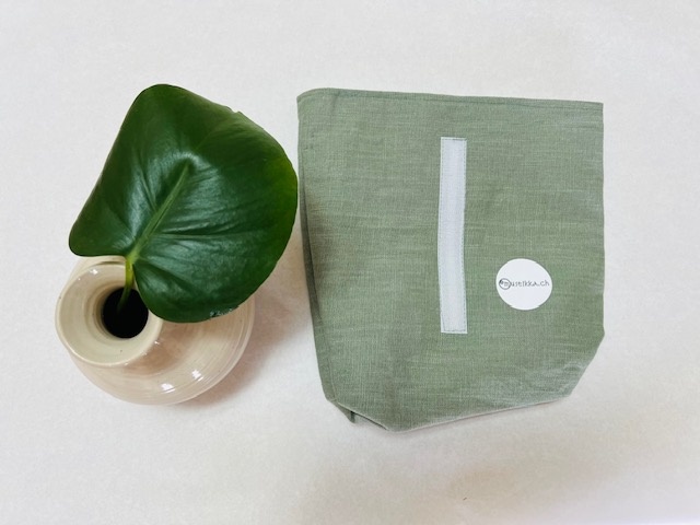 Linen lunch bag sage green - upcycled!
