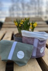 Linen lunch bag sage green - upcycled!