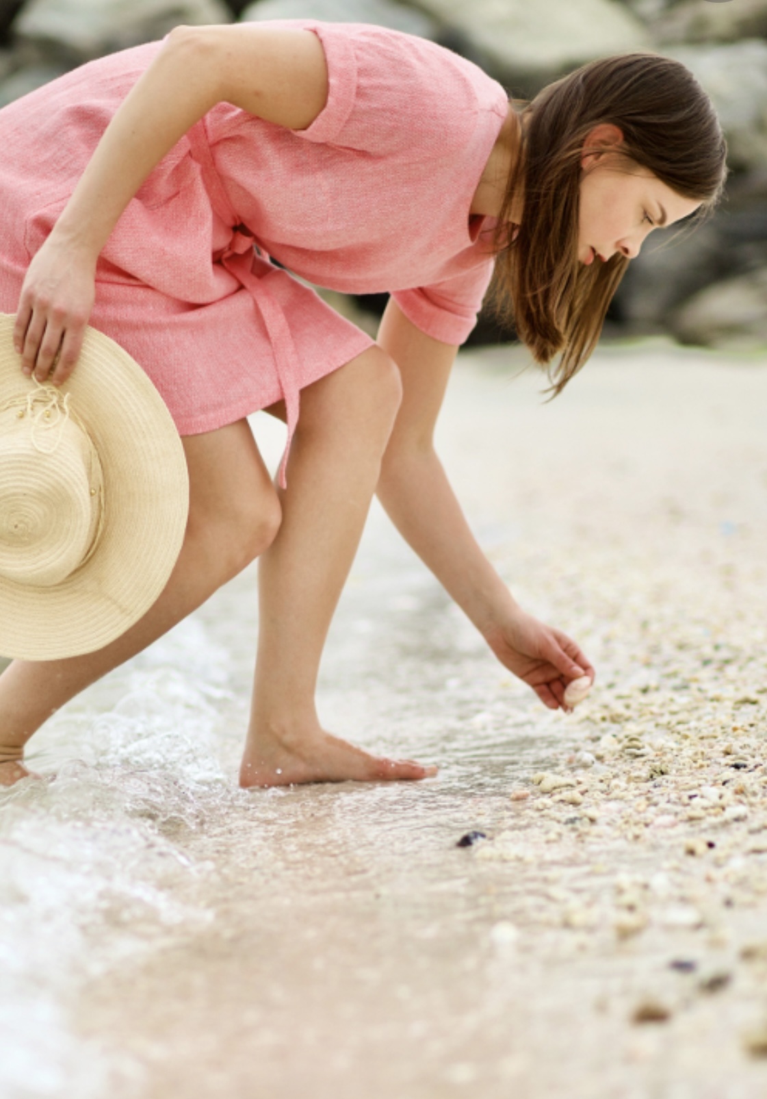 LUMOAN Linen dress pink sorbet