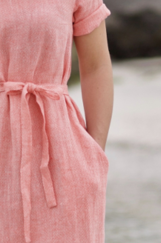 LUMOAN Linen dress pink sorbet