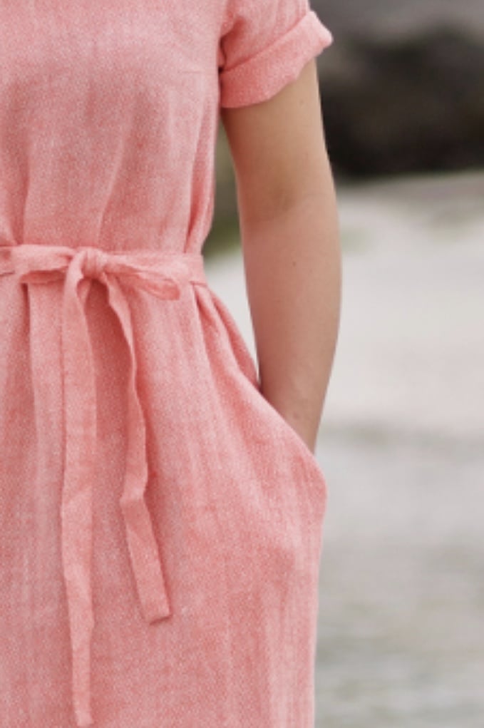LUMOAN Robe en lin pink sorbet