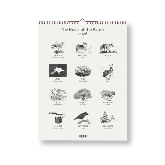 TEEMU JÄRVI ILLUSTRATIONS CALENDRIER The Heart of the Forest 2026