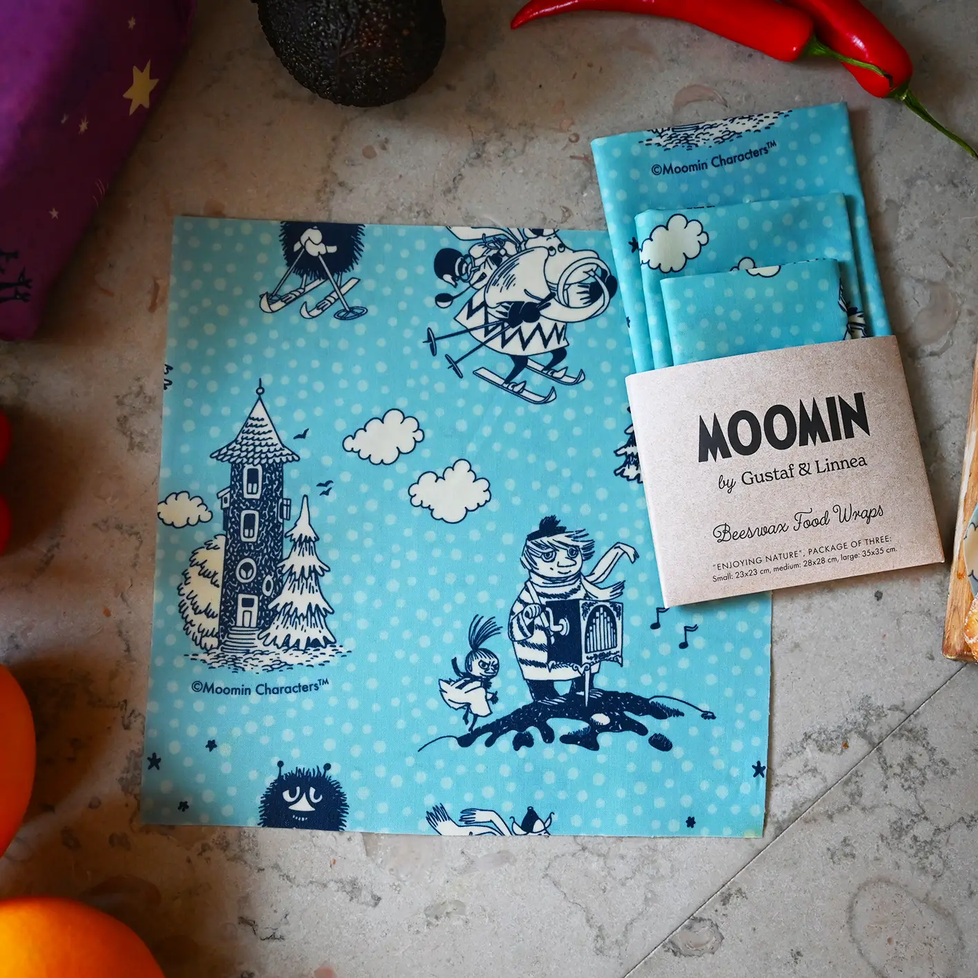 GUSTAF OCH LINNEA Beeswax  food wraps  3-Pack "In winter"