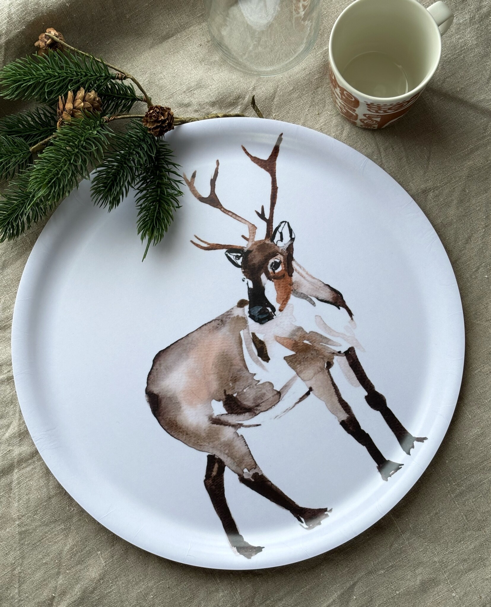ROUTALA DESIGN Wooden tray "Saura" D 35 cm