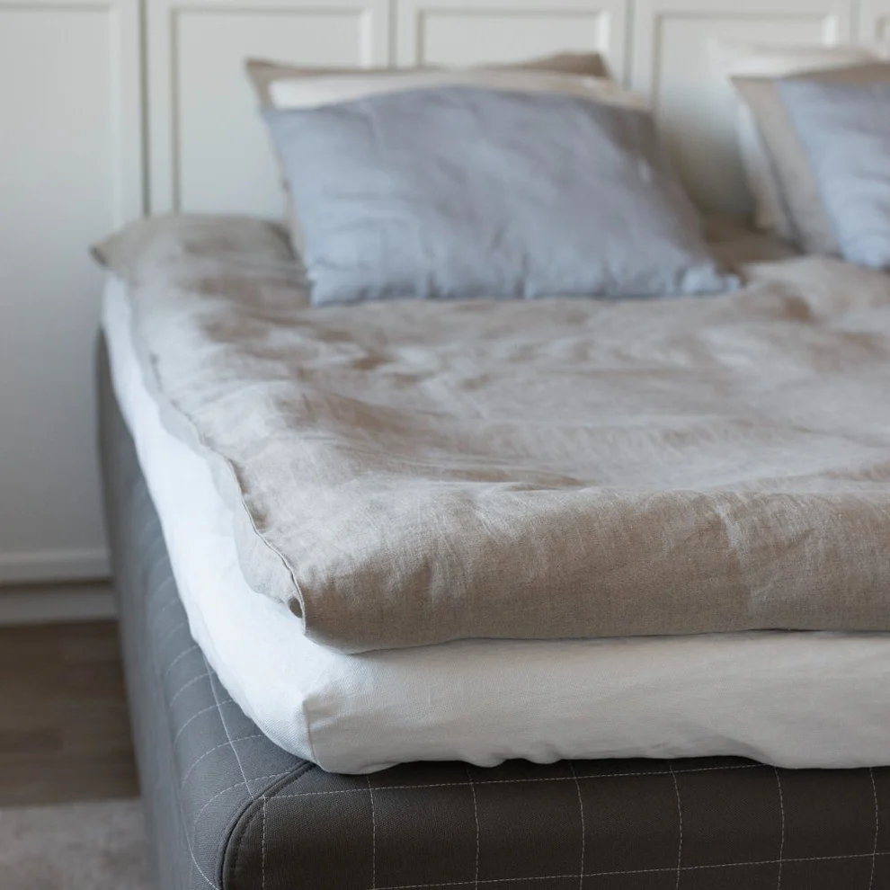 HEMPEA  Hemp bed sheet fitted undyed beige 90 x 200 x 30 cm