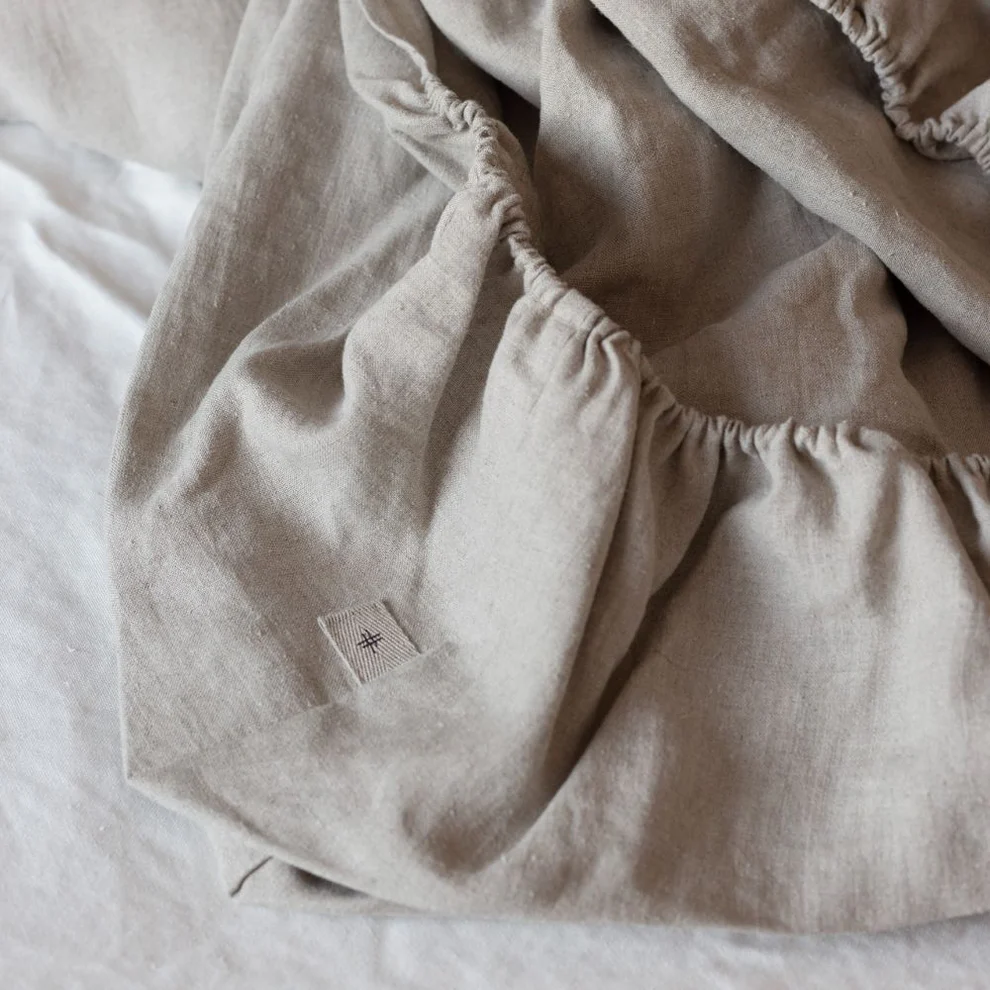 HEMPEA  Hemp bed sheet fitted undyed beige 90 x 200 x 30 cm
