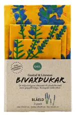 GUSTAF OCH LINNEA Beeswax  food wraps  3-Pack "Blueweed"