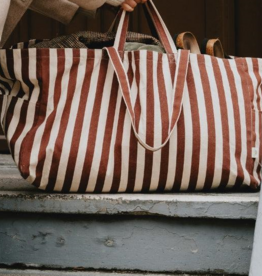 OMOM Einkaufstasche Large | Strandtasche | Tragetasche aus Bio-Baumwolle gestreift