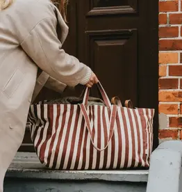 OMOM Shopping bag | Beach bag | Tote bag made from organic cotton, striped brown