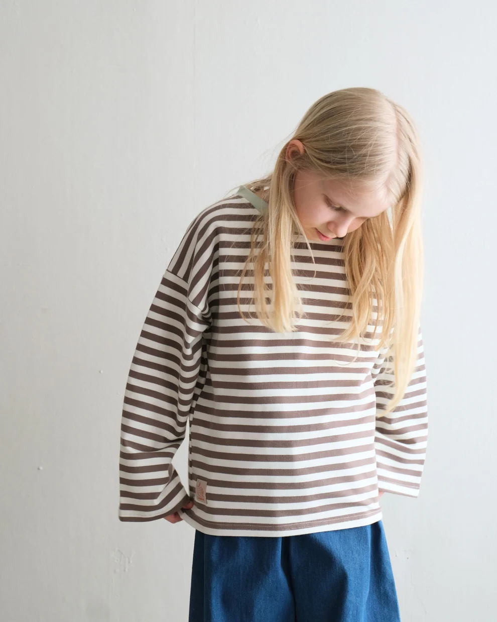 LAISKA EBBA Kinder Shirt hellbraun gestreift