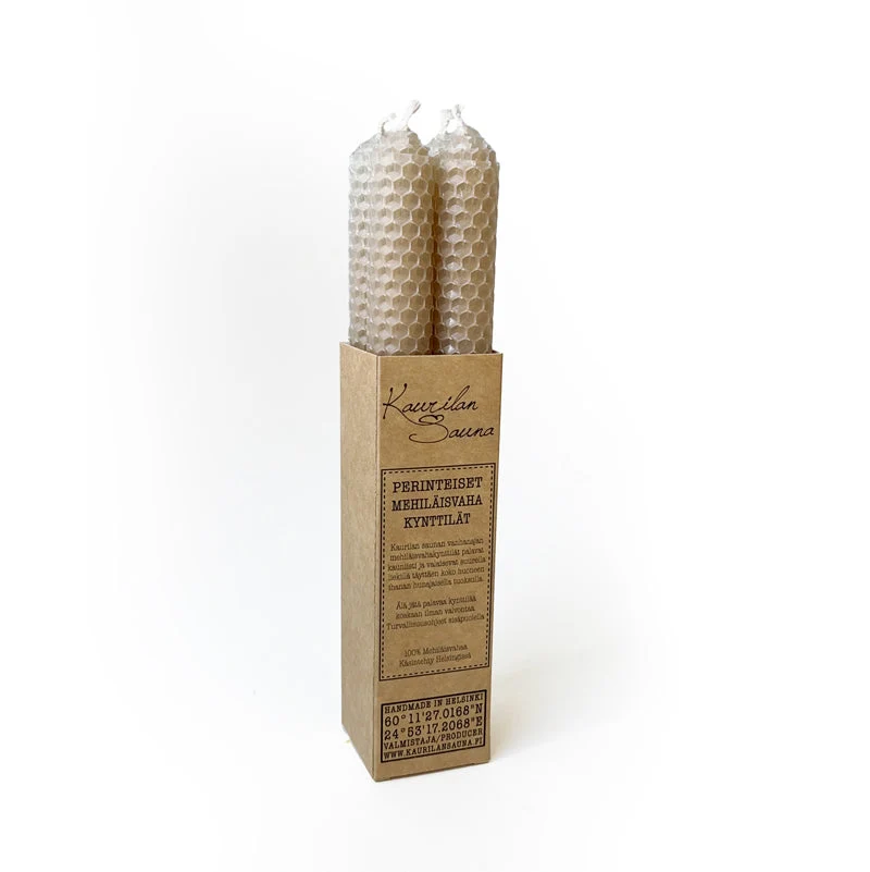 KAURILAN SAUNA Bienenwachs Kerzen Perlgrau 4er Set
