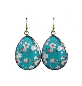 oorbEllen resin bloemen turquoise