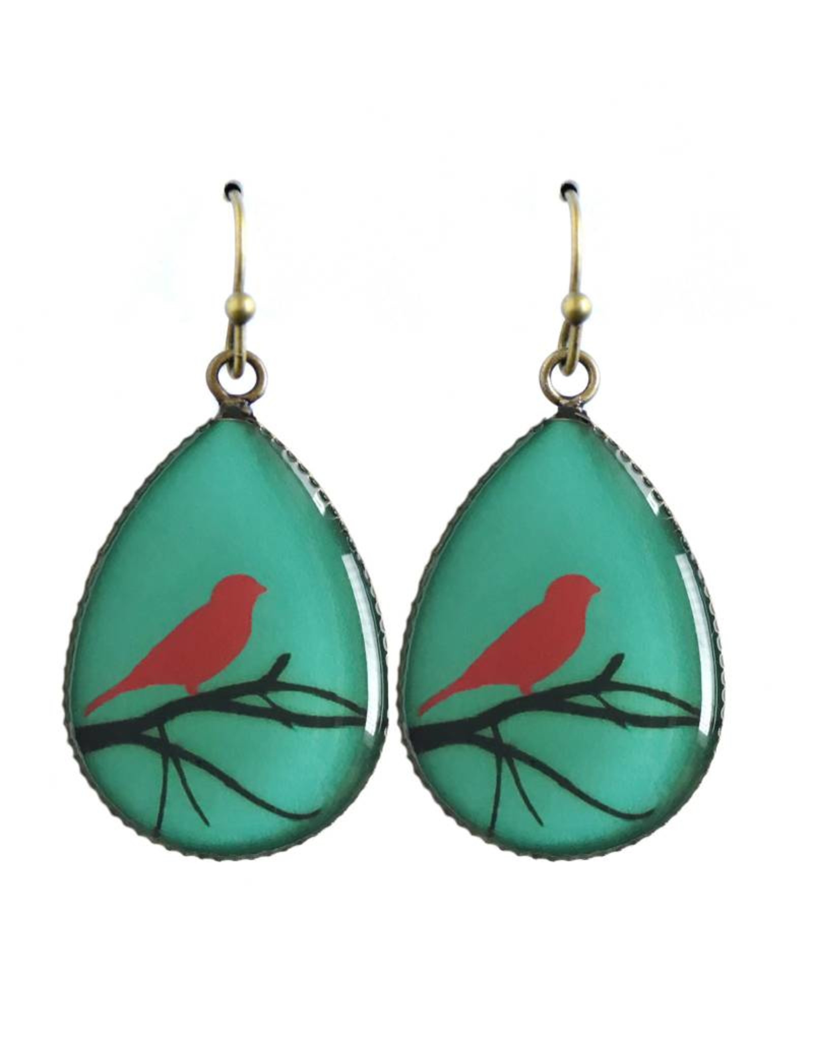 oorbEllen resin vogel turquoise