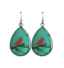 oorbEllen resin vogel turquoise