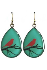 oorbEllen resin vogel turquoise