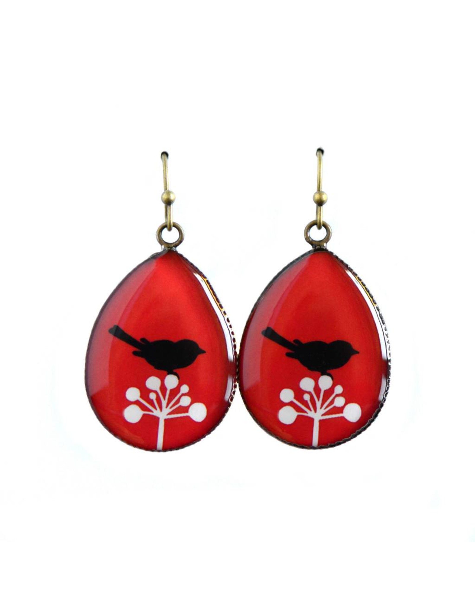 oorbEllen resin vogel rood