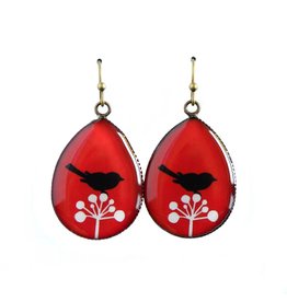 oorbEllen resin vogel rood