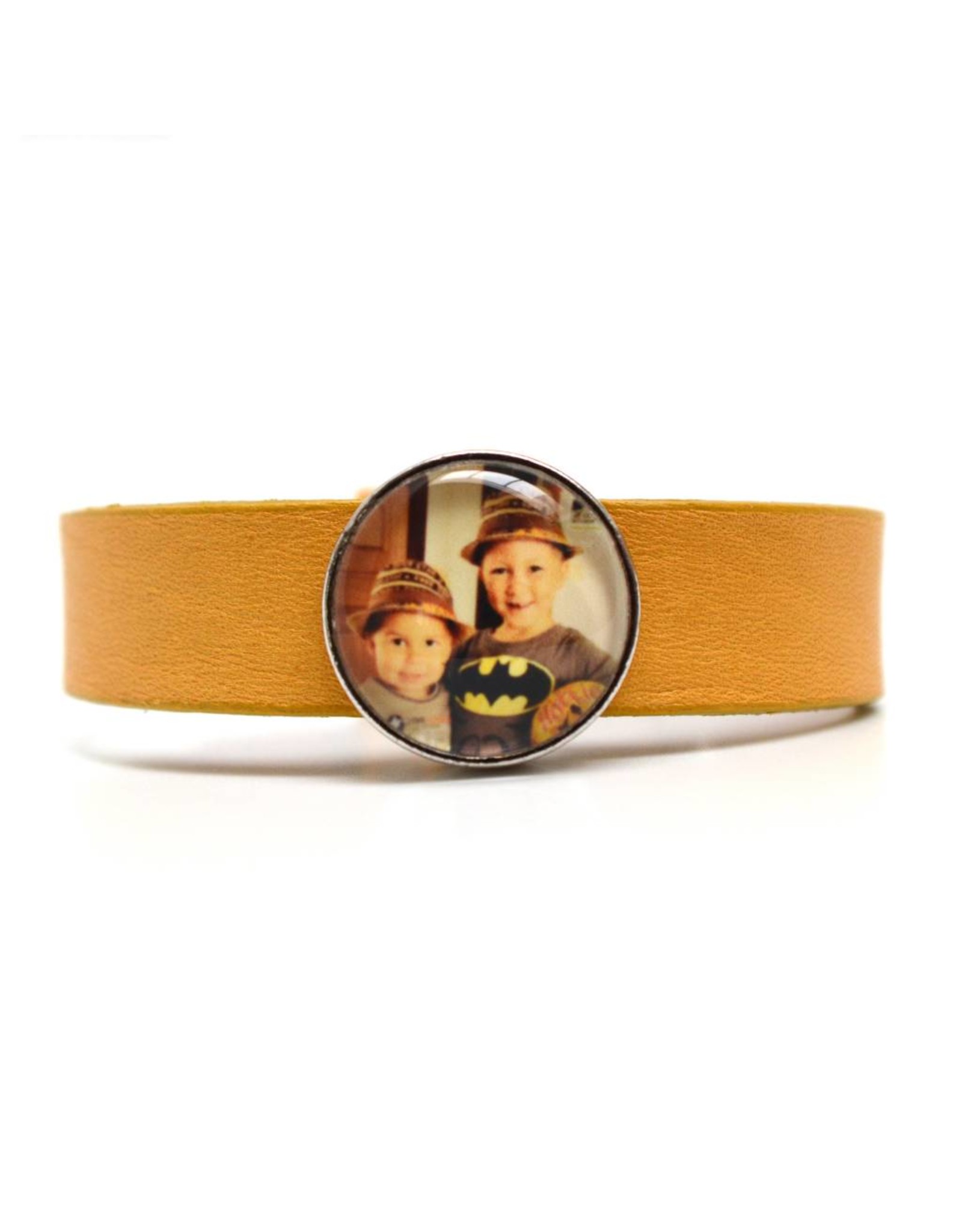 Perso lederen armband breed