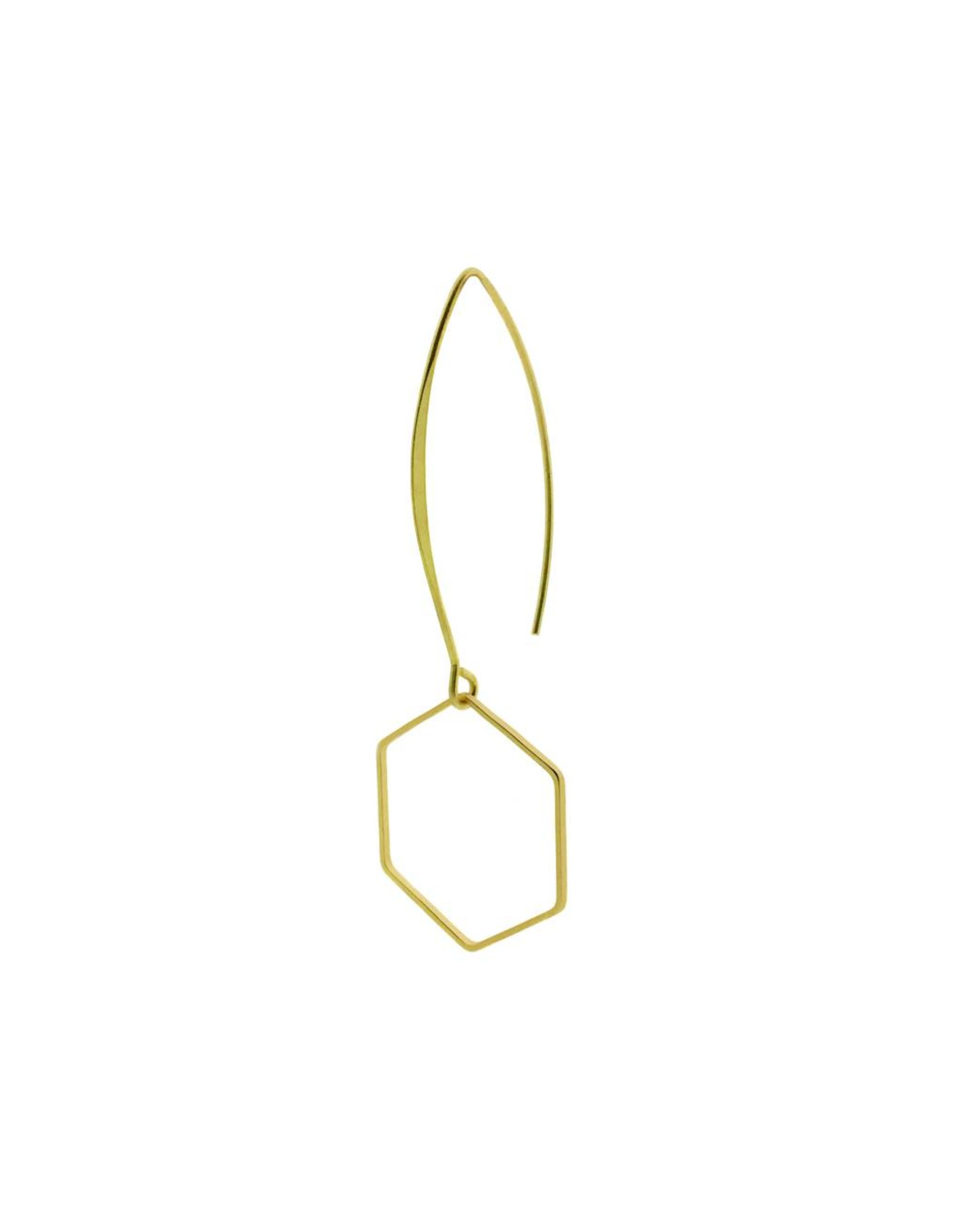 oorbEllen mix&match zeshoek mat goud lange hanger goud