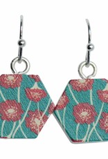 oorbEllen hout hangertjes poppy zeshoek