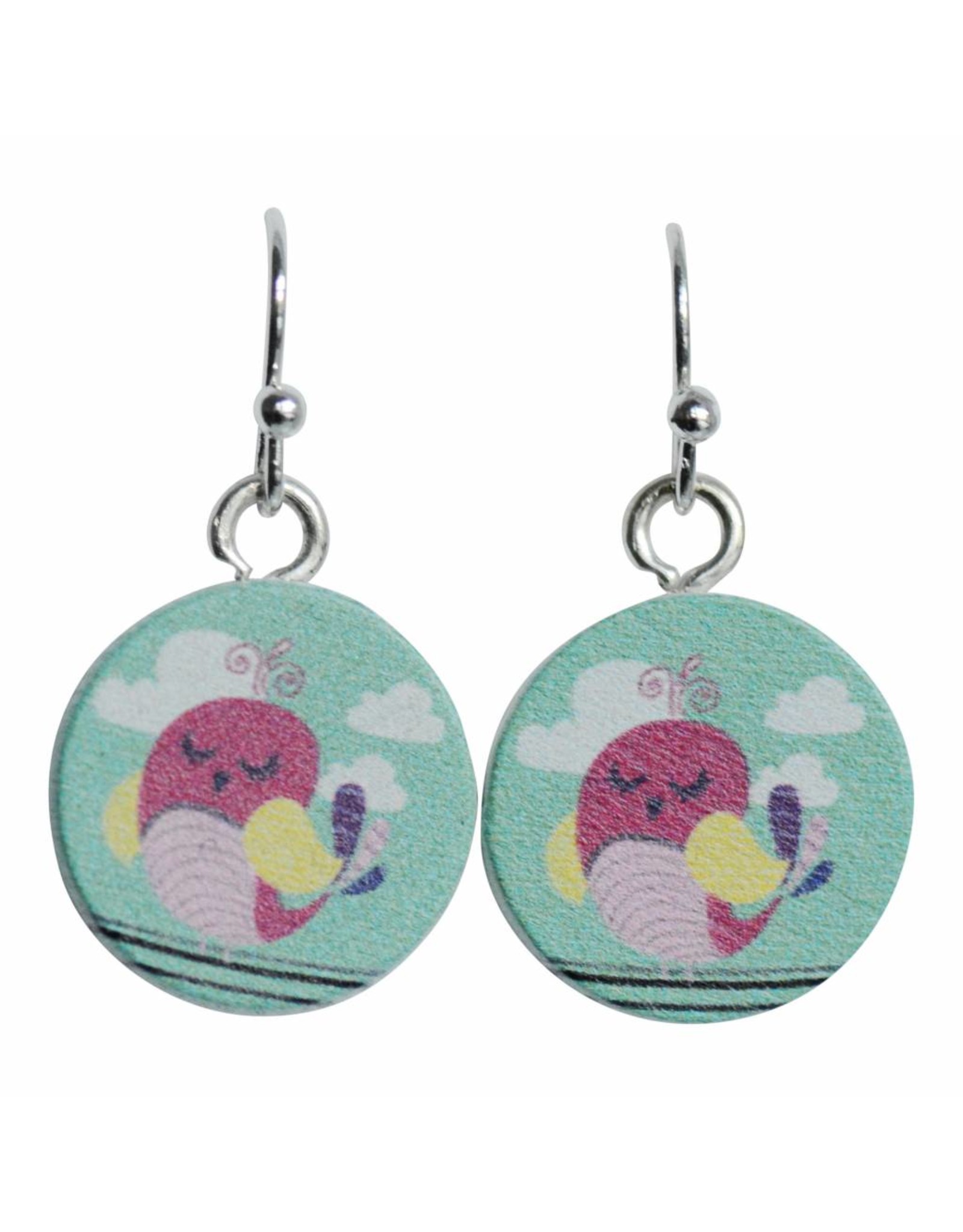 oorbEllen hout hangertjes vogeltje