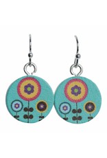 oorbEllen hout hangertjes bloem grafisch
