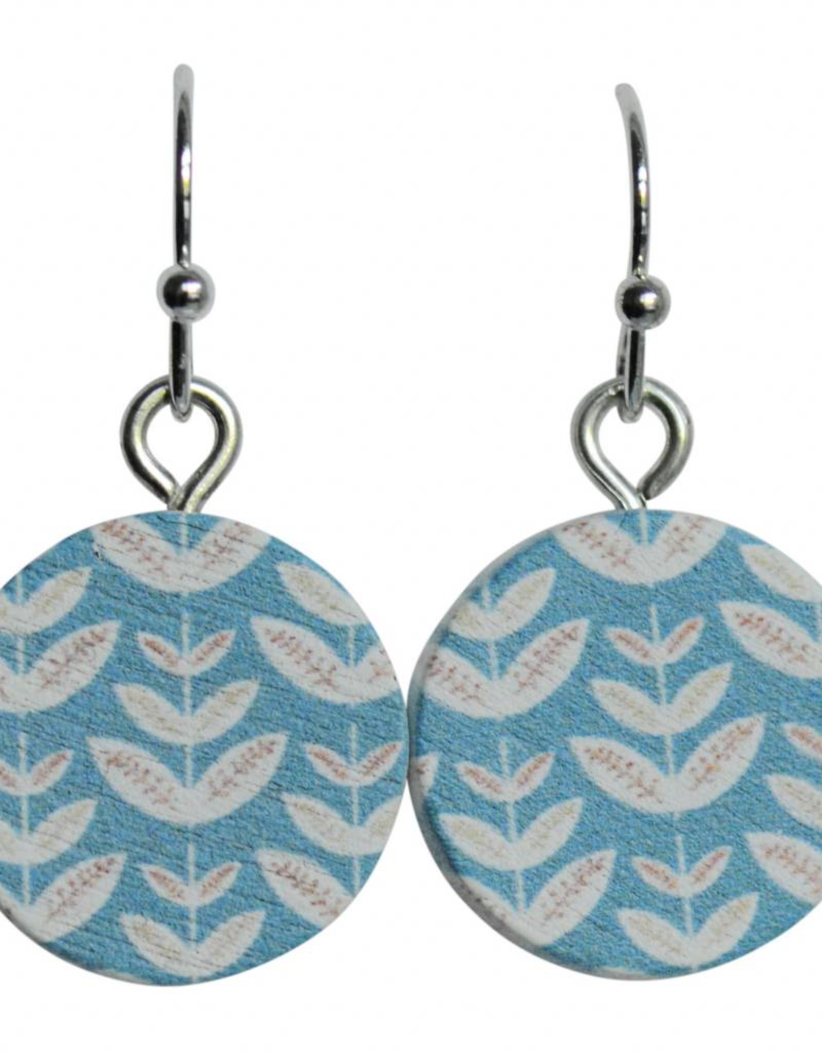 oorbEllen hout hangertjes takjes blauw