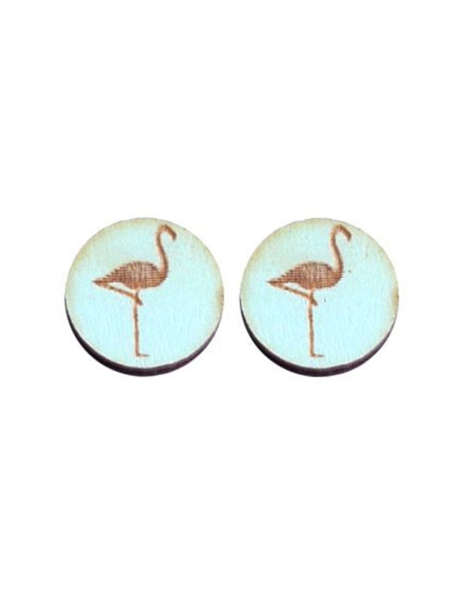 oorbEllen stekers hout flamingo turquoise