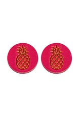 oorbEllen stekers hout ananas fuchsia