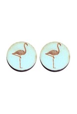 oorbEllen stekers hout flamingo turquoise