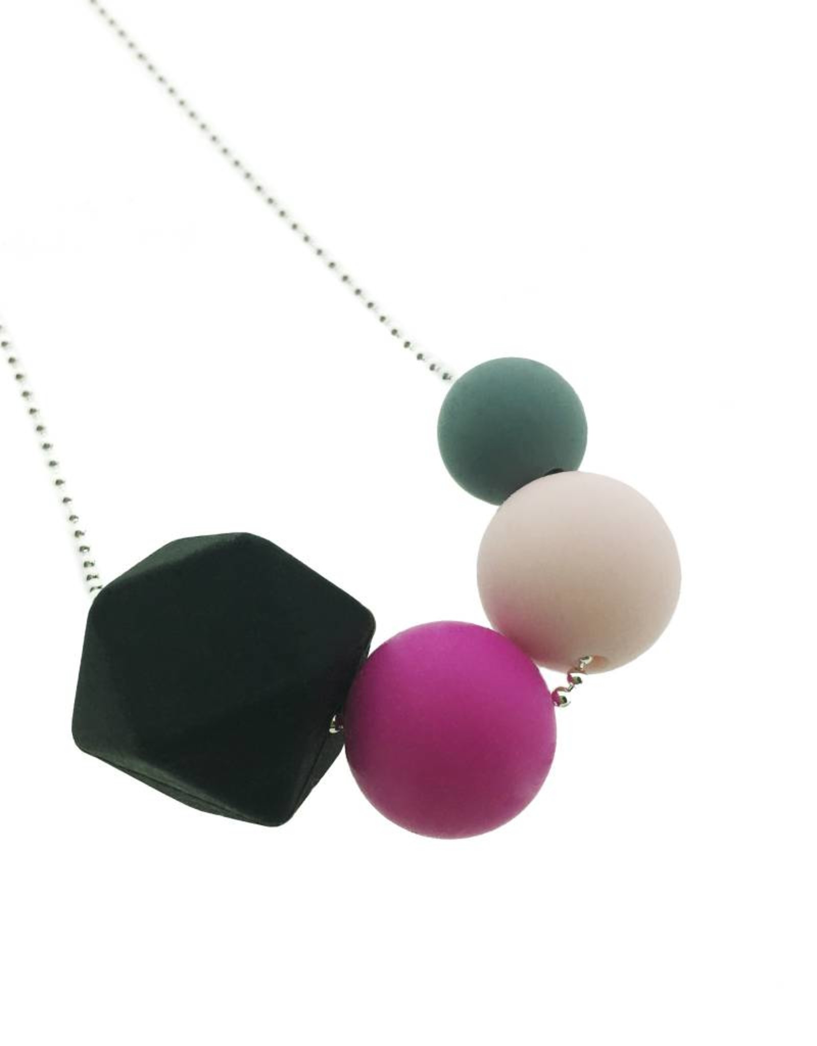 Siliconen ketting met bolletjesketting zeshoek - 3 bollen