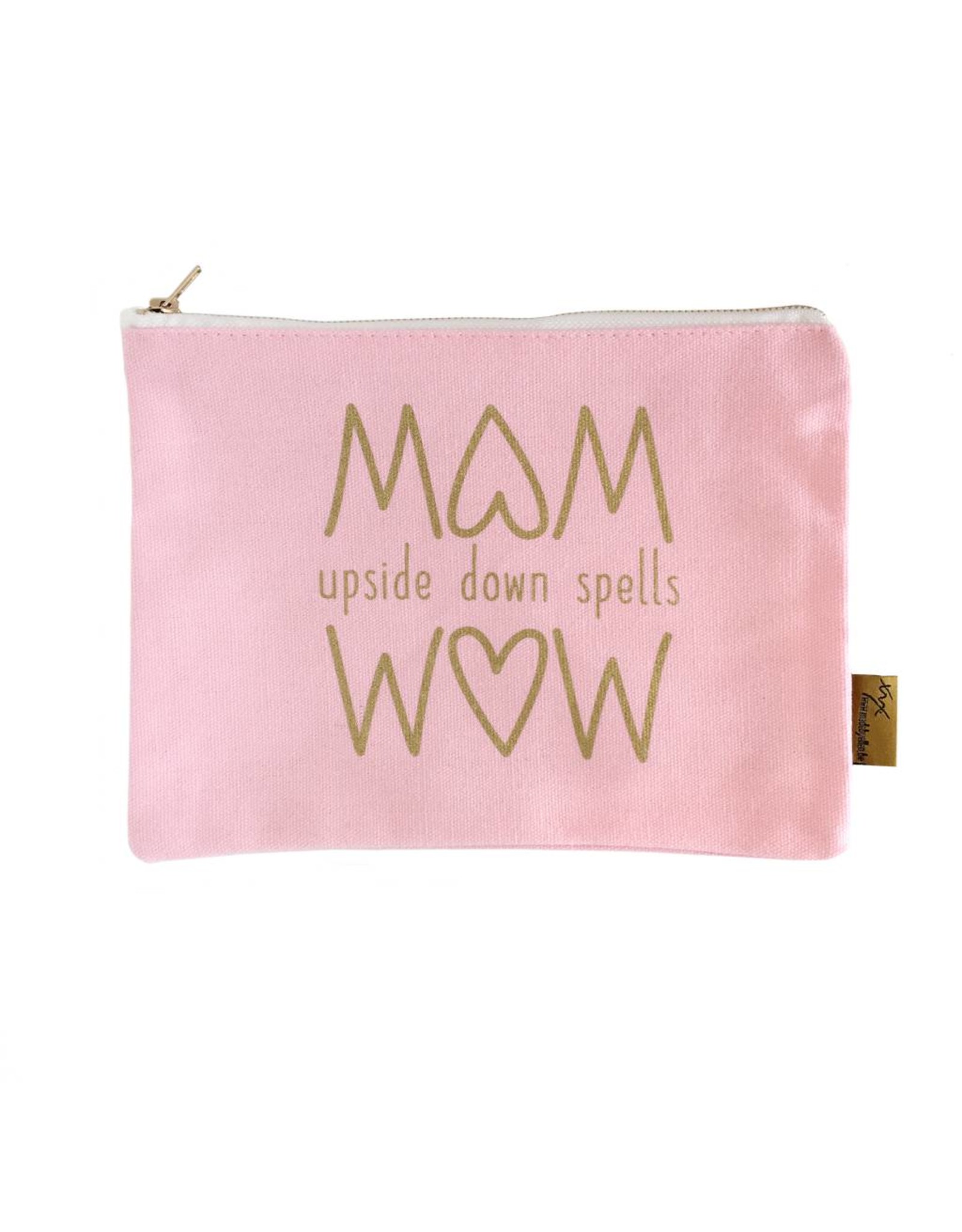 Etui MOM upside down spells WOW roze