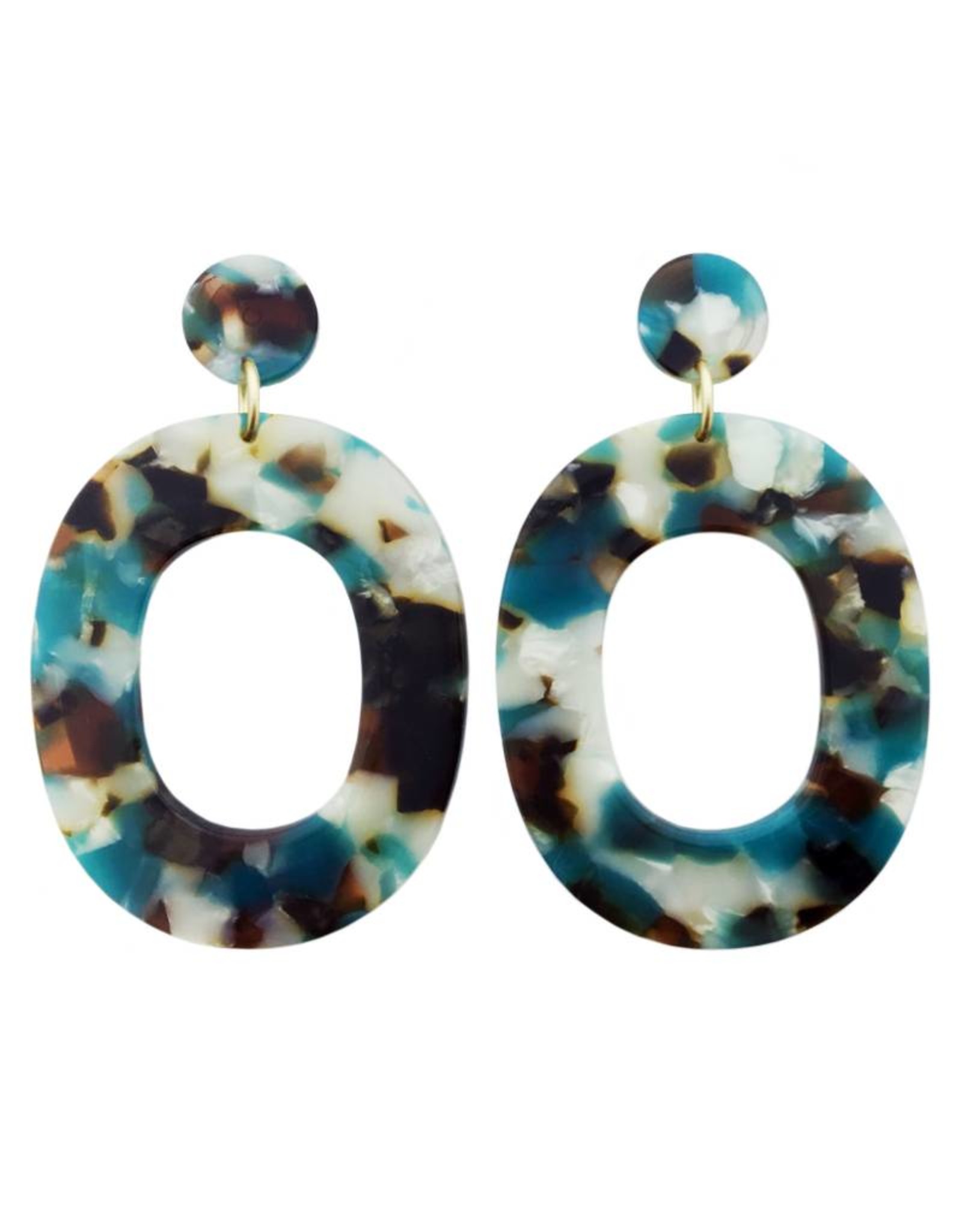 oorbEllen acryl 12mm turquoise rond breed