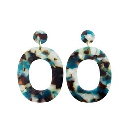 oorbEllen acryl 12mm turquoise rond breed