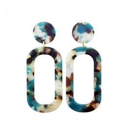 oorbEllen acryl 20mm turquoise lang