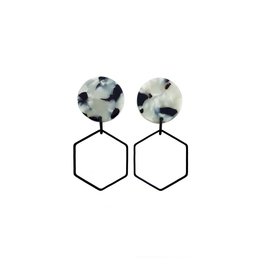 oorbEllen acryl 20mm wit zeshoek