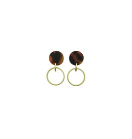 oorbEllen acryl 12mm bruin open cirkel