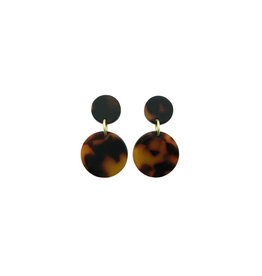 oorbEllen acryl 12mm bruin dubbel